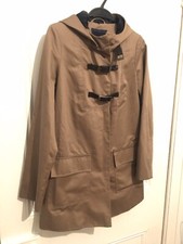 Betty Jackson Black, Brown Fabric Swing Style Hooded Coat / Size 8