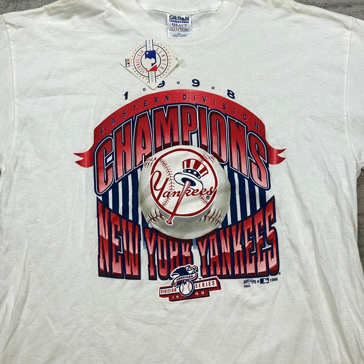 Vintage New York Yankees Shirt Extra Large White Red Blue 1998