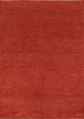 Trendy Gabbeh Solid Red Wool Modern Accent Rug Contemporary Rug 4x6 ft