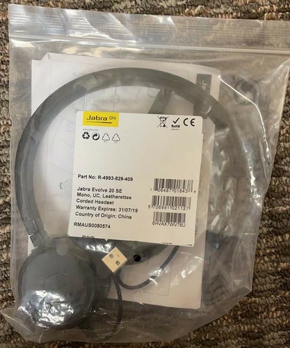 Jabra USB Headset Evolve 20 SE UC Mono 