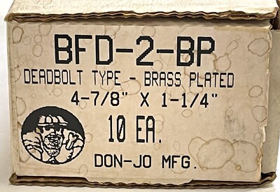 Box of 10 Don-Jo BFD-2-BP Deadbolt Type Brass Plated Strike Plate 4-7/8 x 1-1/4 