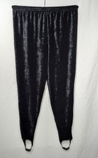 Y2K 90's Black Crushed velvet athletic women's pants foot straps Made Belgium