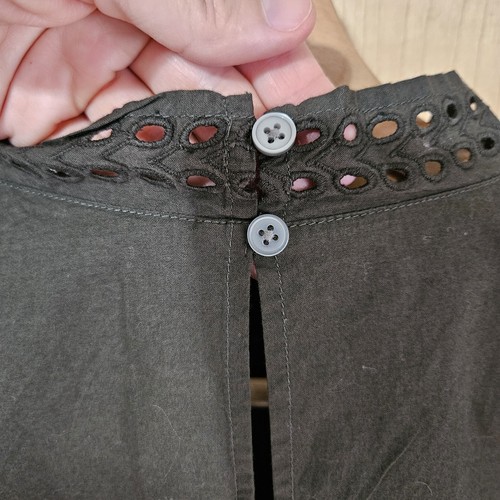 Loft grüne Puffärmel Stehkragen Ösen Bluse Damengröße Small neu mit Etikett - Bild 12 von 13