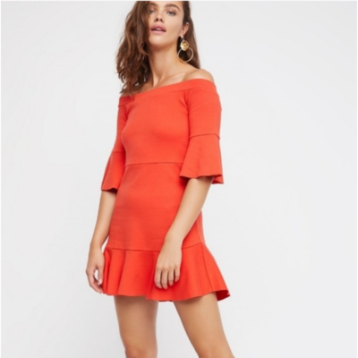 knee length dresses for ladies Marion red peplum-hem velvet mini dress – Bella Galvan