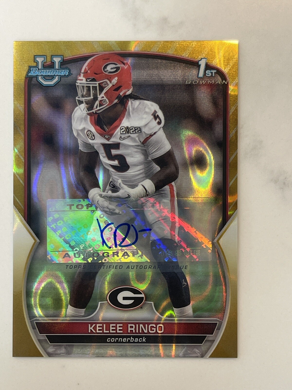 2022 Bowman Chrome University Kelee Ringo #68 GOLD LAVA Auto Refractor #D /50