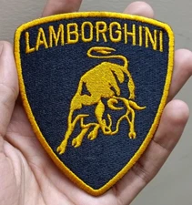 Lamborghini Logo Iron On Patch - Sew Patch - Crest Embroidered Patch 3.8"x3.3"