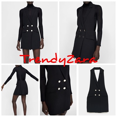 ZARA NEW BUTTONED JUMPSUIT BLACK DRESS REF 1639/173 SIZE L MONO