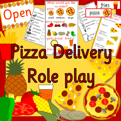 PIZZA SHOP UND LIEFERUNG Rollenspiel - pädagogisches Ressourcenpaket zum DRUCKEN
