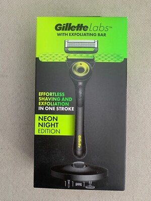 Gillette Labs Herrenrasierer & Magnetständer & Peelingstab Neon Night Edition