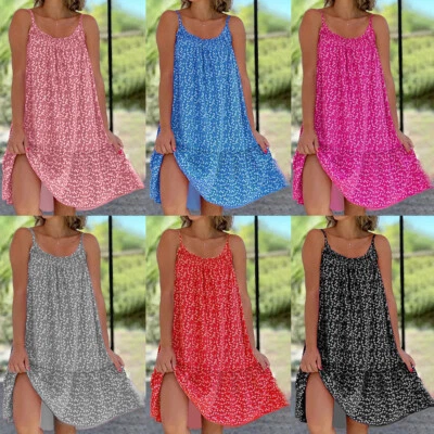 Damen-Sommer-Urlaubskleid Damen-Boho-Strand-Sonnenkleid Ärmellos Übergröße RH - Bild 1 von 4