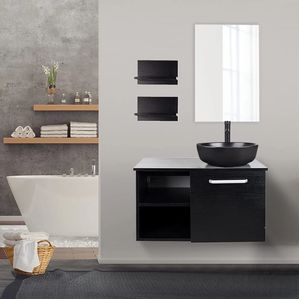 Vanity + Round All Black Sink
