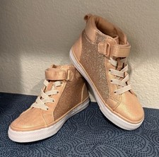 Children  s Place Girls Glittery High Top Sneakers Rose Gold - New Without Tags