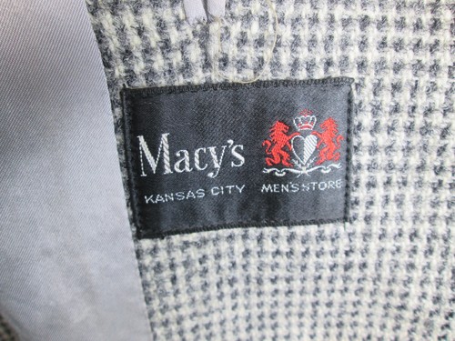 Vintage Macy's Harris Tweed Long Overcoat L Top Coat Wool Woven Check Scottish - Picture 2 of 17