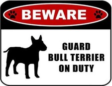 PCSCP Beware Guard Bull Terrier Silhouette on Duty 9W x 11.5H Black Plastic Wa