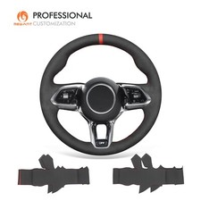 MEWANT DIY Black Synthetic Suede Steering Wheel Cover for Jaguar XE 2020-2022