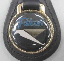 Ford FALCON Gold tone #41B3 Black Leather Key Ring 1960 1961 1962 1963 1964 1965