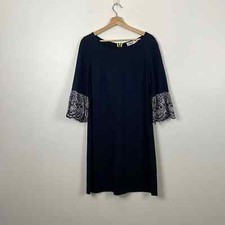Eliza J dress women size 12 A-line embroidered bell sleeves zip back closure