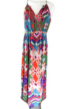 Maeve Anthropologie Women's 0 Maxi Dress Tarana Mixed Print Chiffon Boho EUC