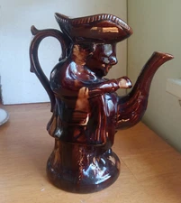 1850s ROCKINGHAM POTTERY SNUFF TAKER LORD NELSON FIGURAL PITCHER OR TEAPOT NICE!