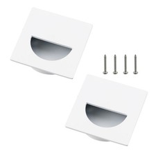 2 Pack Square Recessed Sliding Door Finger Flush Pulls White 1.6X1.6 Inch