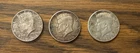 Lot Of 3 Kennedy 1964 Silver Half Dollars 90 Percent Silver