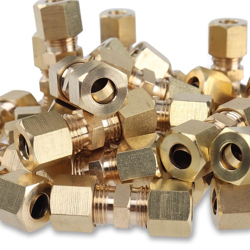 LTWFITTING 1/4-Inch OD Compression Union,Brass Compression Fitting(Pack of 10)