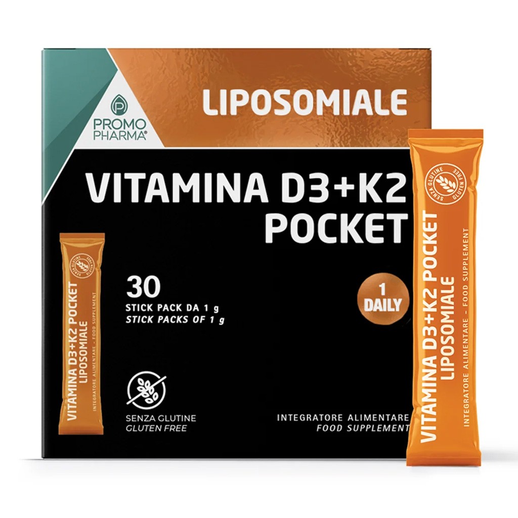 Promopharma Vitamina D3 E K2 Pocket Liposomiale 30 Stick Da 1 G - Immagine 2