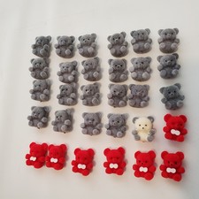 Vintage Lot 30 Miniture Craft Teddy Bears Flocked Fuzzy Darice Fibre 1" Animal