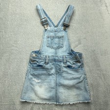 Cat Jack Skirtall Falda Overalls Kids S 6/6X Blue Stretch Distressed Raw Hem