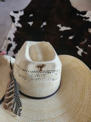 Twister Beige Wide-Brim Braided Straw Sun Hat with Brown Band Twister Straw Cowboy Hat for Men Wide Brim Feather Accent  main image 3