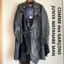 Used Comme des Garcons Leather Coat Size L Black Length 116.5cm