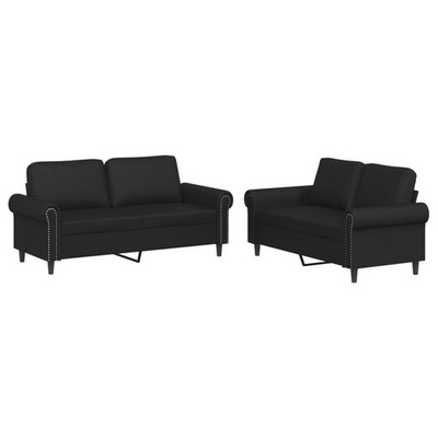 Sofa Set Accent Couch Sofa Settee for Living Room Black Faux Leather vidaXL