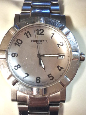RAYMOND WEIL 6130 SILVER-tone Stainless  SAPPHIRE CRYSTAL SERVICED & BATTERY !