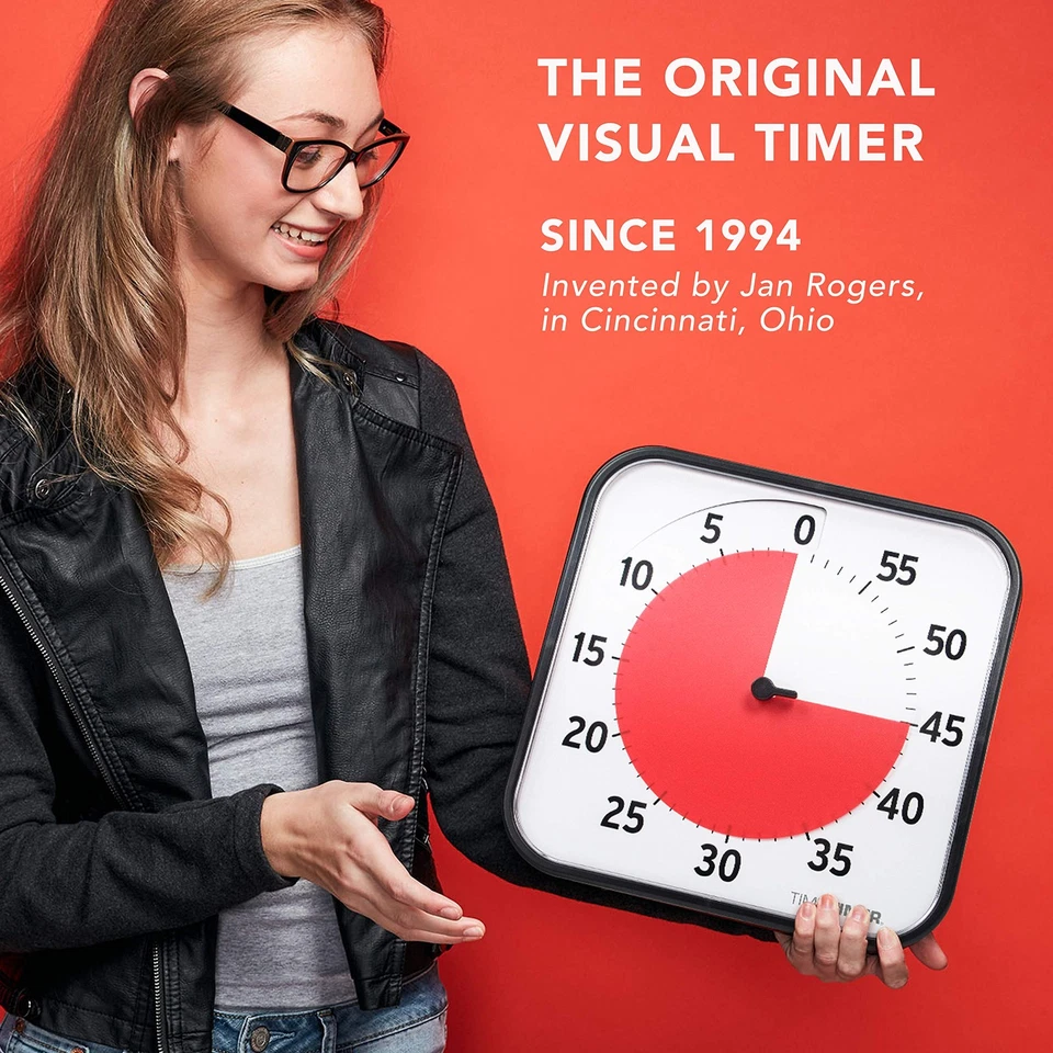 TIME TIMER 12 Inch Visual Timer 60 Minute Kids Desk Countdown Clock with Dry - Image 2 of 4