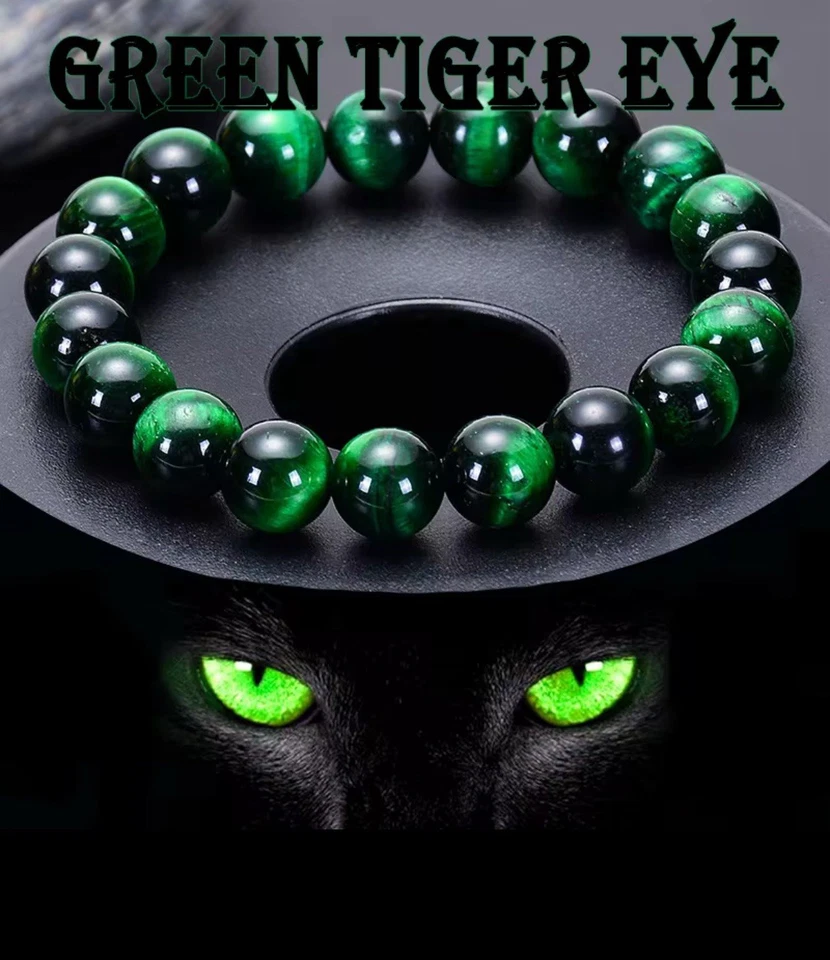 Hochwertiges Natürliches 8mm seltene Grüne Tigerauge Armband 19-19.5 cm - Bild 2 von 4