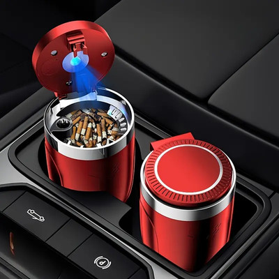 New Portable Car Auto Ashtray Blue LED Light Smokeless Ashtray Cigarette Holder