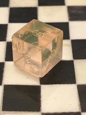 Vintage Gamescience d6 salmon pink gem rpg ad&d dice 121524@