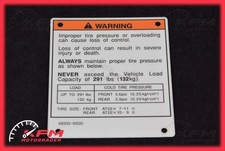 Produktbild - Suzuki Ozark LT-F 250 Warnplakette English Tire pressure warning badge Neu