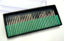 30 Diamond Burs Set 1/8" Shank 180 Grit Lapidary Jeweler Rotary Bits Hobby Craft