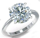 15.52 Ct Vvs1:Ice White Round Moissanite Diamond Ring Sterling Silver Size 7