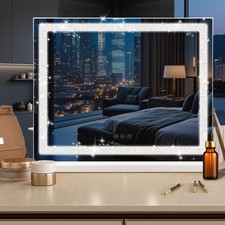 Hollywood Vanity Mirror with lights,5X Magnifier,Dimmable,Crystal Frame