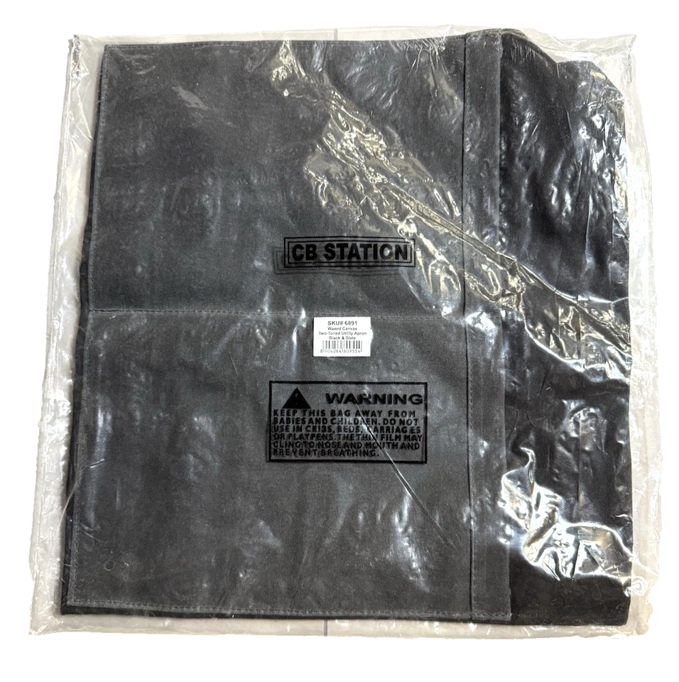 New CB Station Waxed Canvas Two Toned Utility Apron Black and Slate - Image 2 of 4
