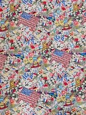 In The Beginning ONE WORLD UNITED 9/11/2001 Flags Fireman Floral Quilt Fabric 2y