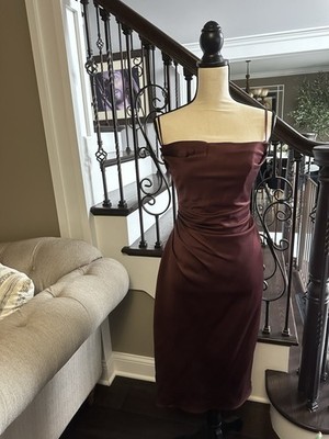 burgundy satin bodycon dress Cherry Swish Off Shoulder Satin Mini Dress in Burgundy main image 0