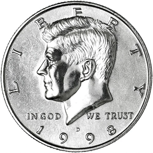 1998 D Kennedy Half Dollar Uncirculated from Mint Set With Free Shipping