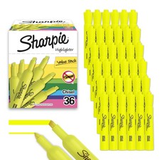 Sharpie Tank Highlighters: 36 Yellow Chisel Tip Markers, Bulk Value Pack