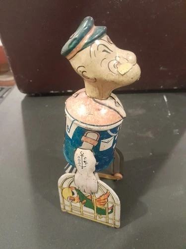 Popeye With Parrot Cages Tin Windup Toy by Marx