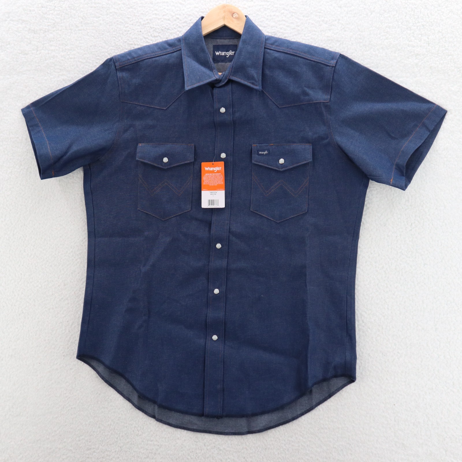 Wrangler Shirt Mens L Blue Denim Cowboy Cut Pearl Snap Work Yoke Western Ranch