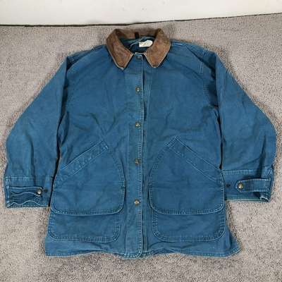 #ad #ad Vintage Woolrich Chore Coat Mens Large Teal Canvas Made In USA NO LINER $29.99