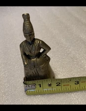 VTG heavy Brass Table Bell 4" x 2" woman in dress figure metal ringer statue